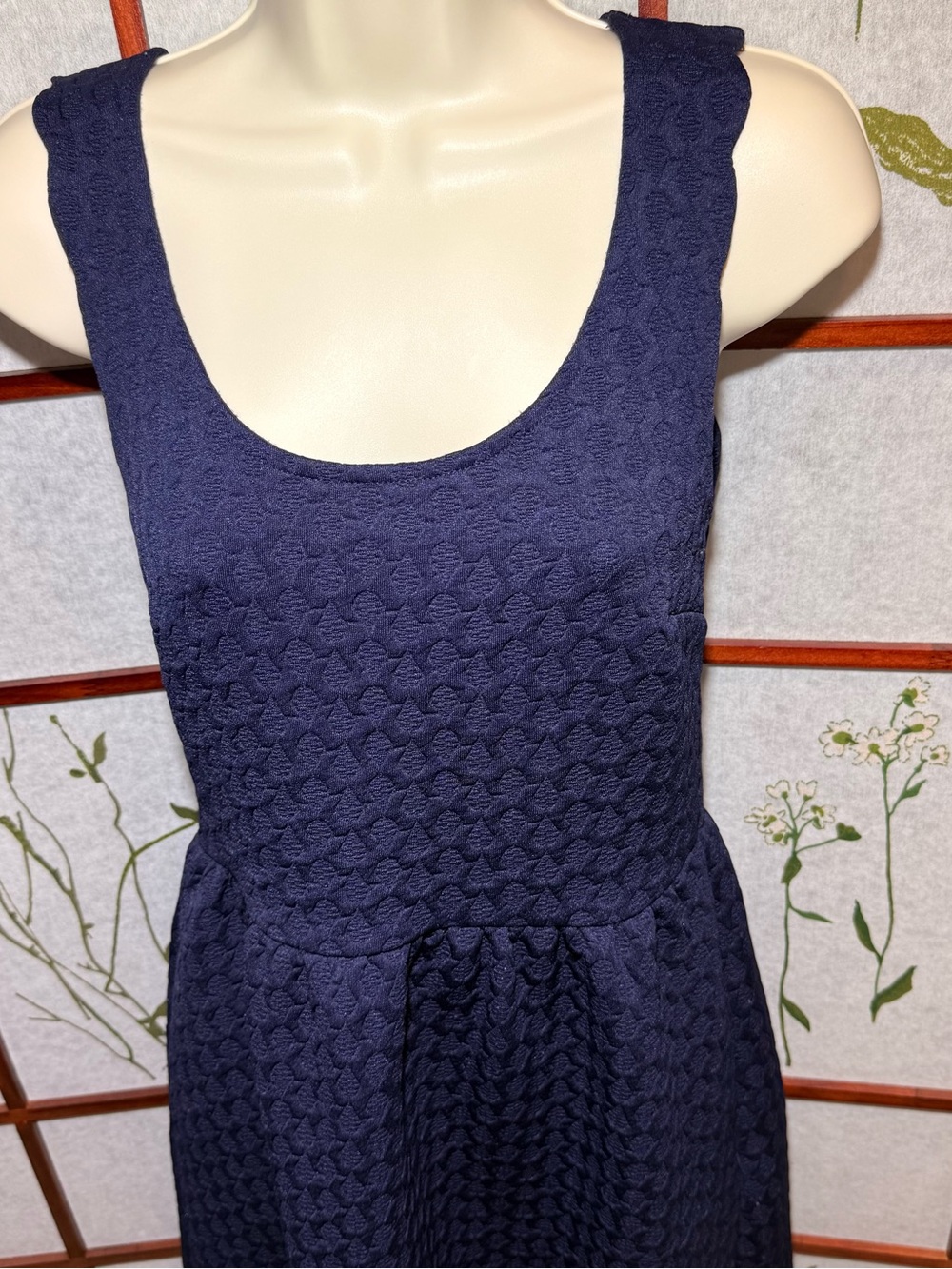 Anthropologie Maeve Caye Scalloped Navy Blue Sleeveless lace A line dress sz XS View 6